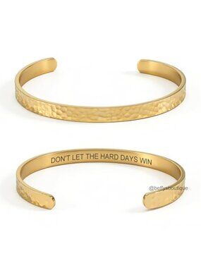 18K Gold Plated Hammered Cuff Bracelet Inspirational Bible Verse
